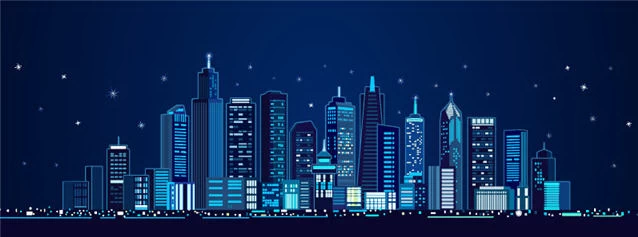 未来科技科幻霓虹灯渐变绚丽城市建筑夜景灯光插画AI/PSD设计素材100套【003】